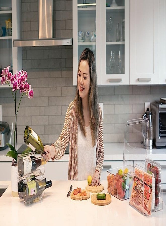 Kitwe حامل زجاجات مياه رأسي قابل للتكديس من كيتوي - منظم تخزين رفوف النبيذ لأسطح المطبخ، وخزانة المؤن، والثلاجة، مثالي لتخزين النبيذ والمشروبات الغازية والبيرة - شفاف - Image 3